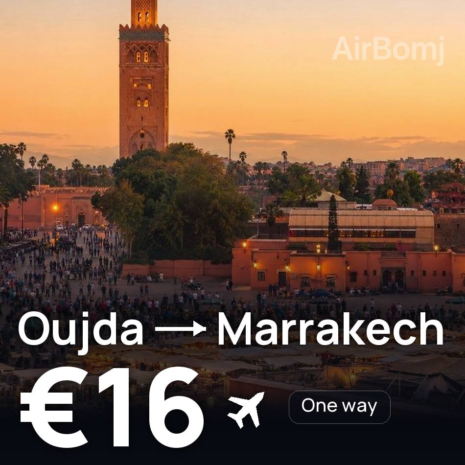Passagem aérea: Oujda — Marraqueche Menara, €16