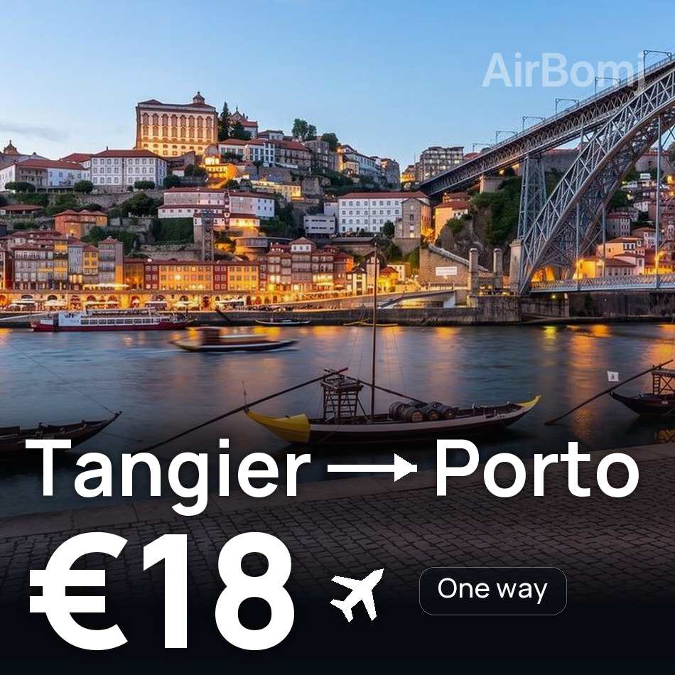 Passagem aérea: Tânger — Porto, €18