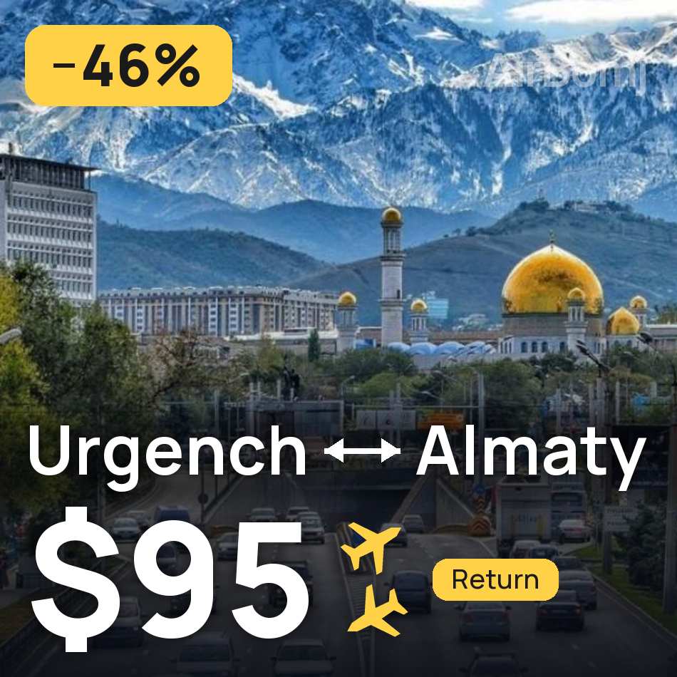 Flugticket: Urganch — Almaty, $95