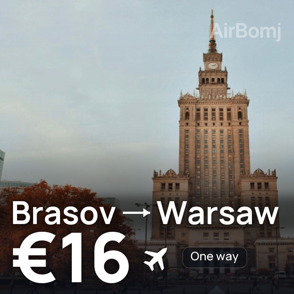Flight ticket: Brasov to Warsaw, €16