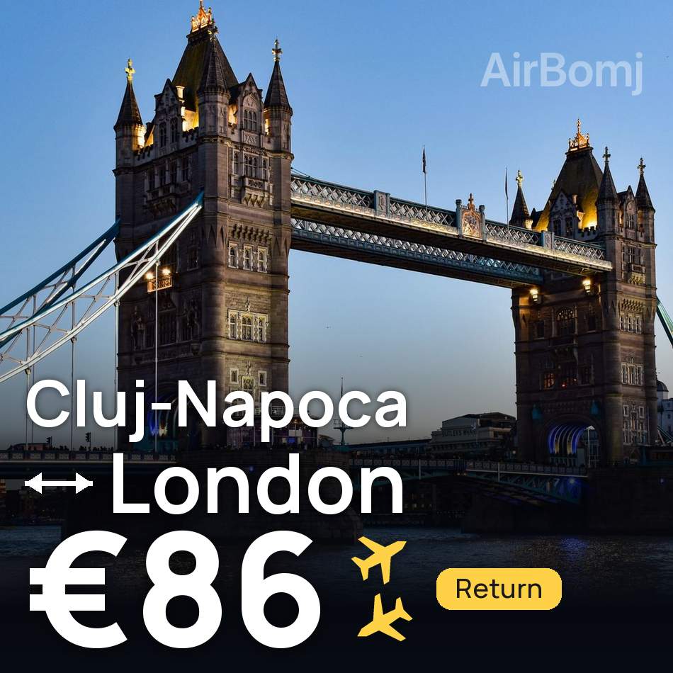 Flight ticket: Cluj-Napoca to London, €86
