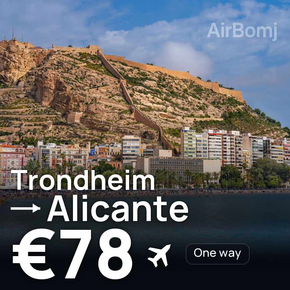 Flight ticket: Trondheim to Alicante, €78