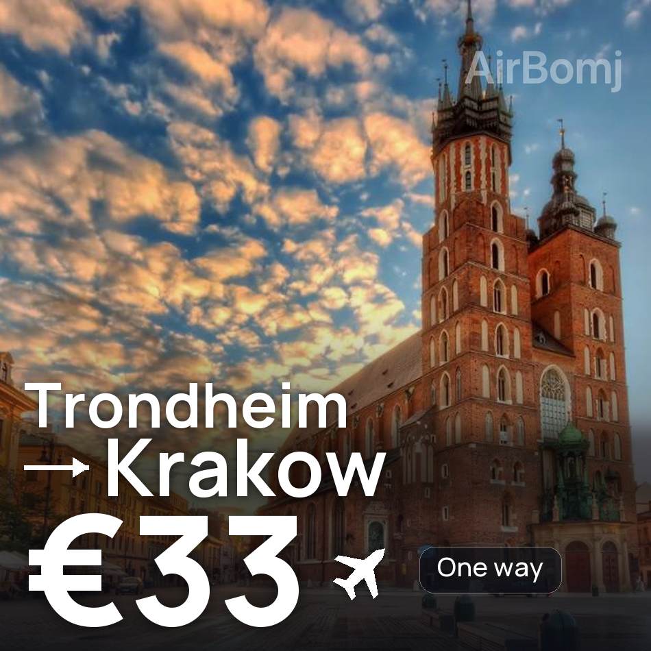 Flight ticket: Trondheim to Krakow, €33