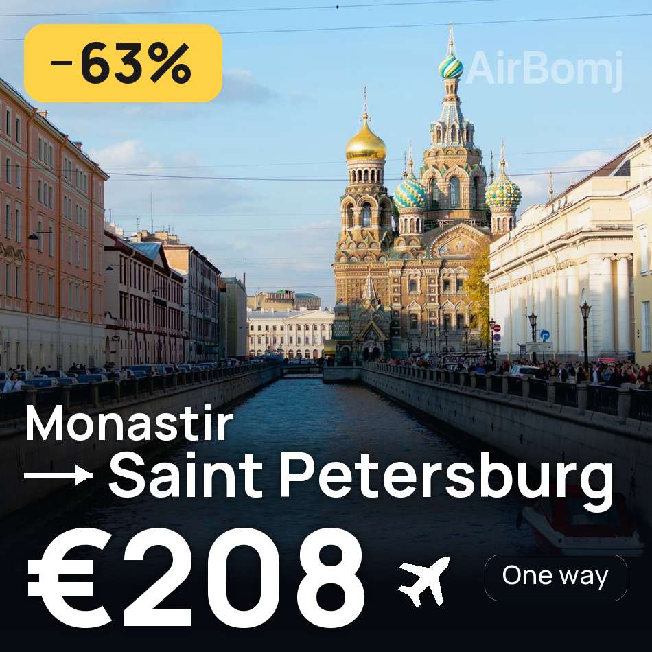 Flugticket: Monastir — Sankt Petersburg, €208