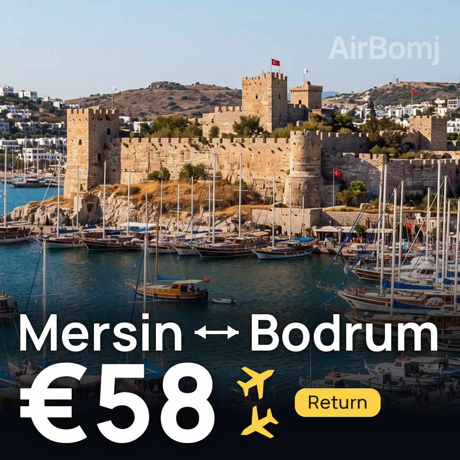 Tiket pesawat: Mersin — Bodrum, €58