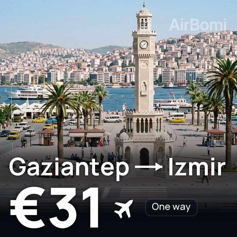 Flight ticket: Gaziantep to Izmir, €31