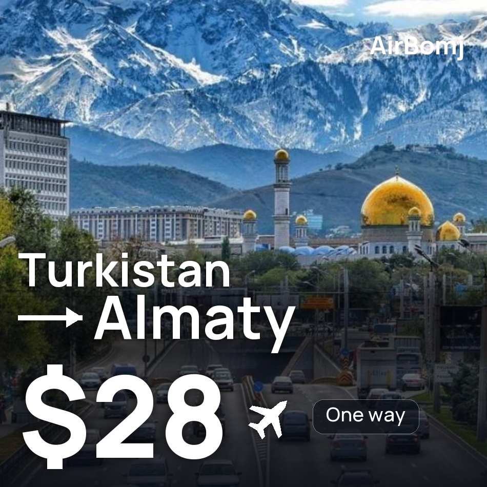تذكرة طيران: تركستان — ألماطة، $28