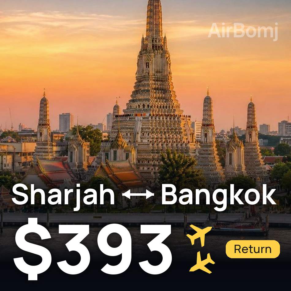 تذكرة طيران: الشارقة — بانكوك، $393