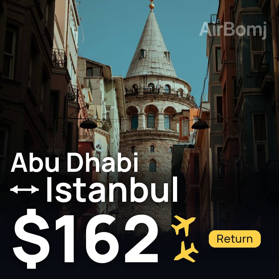 تذكرة طيران: أبو ظبي — إسطنبول، $162