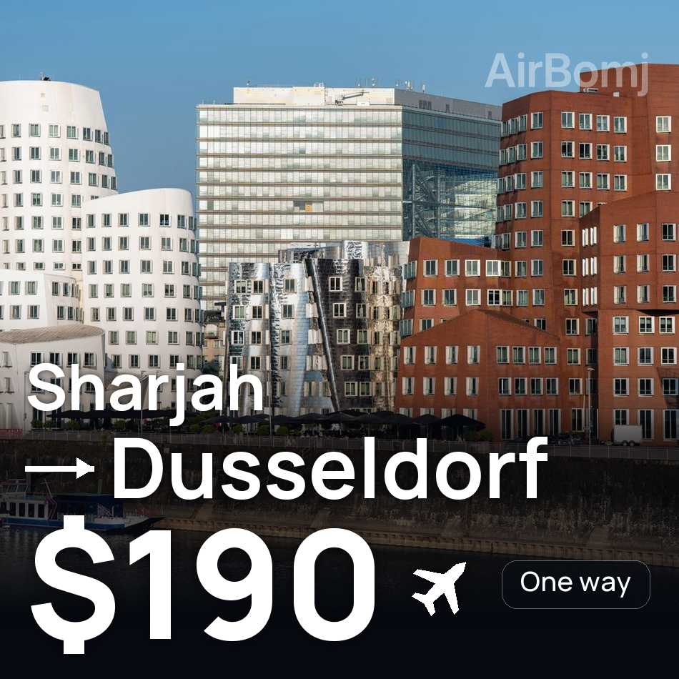 تذكرة طيران: الشارقة — دوسلدورف، $190