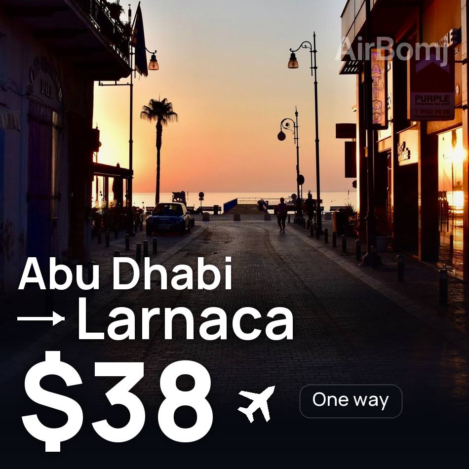 تذكرة طيران: أبو ظبي — لارنكا، $38