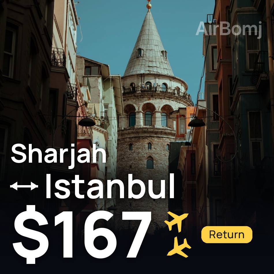 تذكرة طيران: الشارقة — إسطنبول، $167