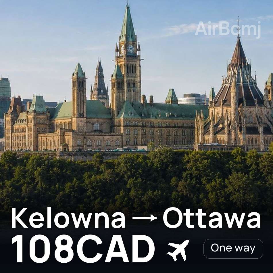Passagem aérea: Kelowna — Ottawa, 108CAD