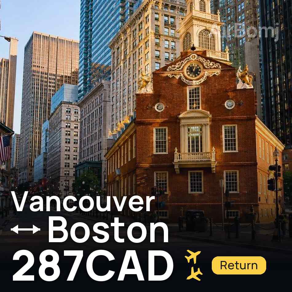 Billet d'avion : Vancouver — Boston, 287CAD