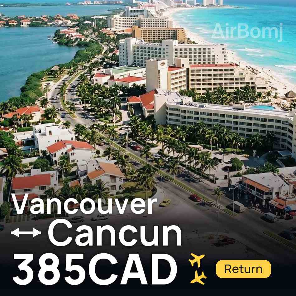 Passagem aérea: Vancouver — Cancún, 385CAD
