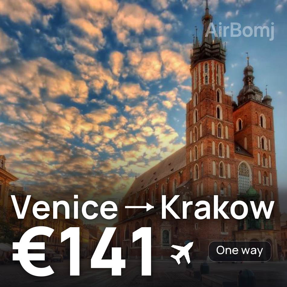Flight ticket: Venice to Krakow, €141
