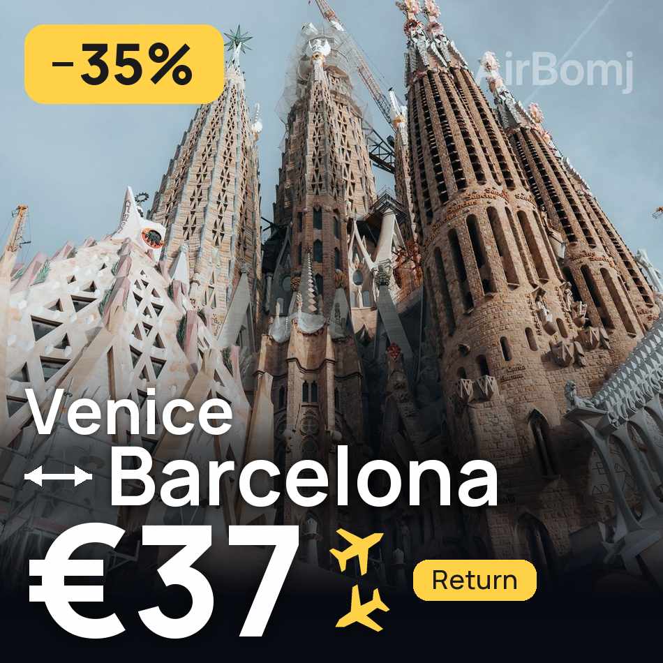 Flight ticket: Venice to Barcelona, €37