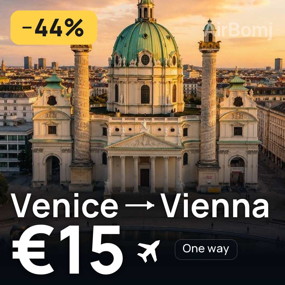 Flight ticket: Venice to Vienna, €15