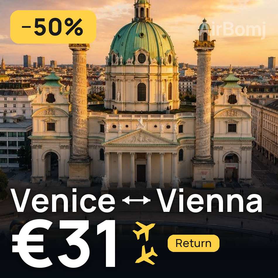 Flight ticket: Venice to Vienna, €31