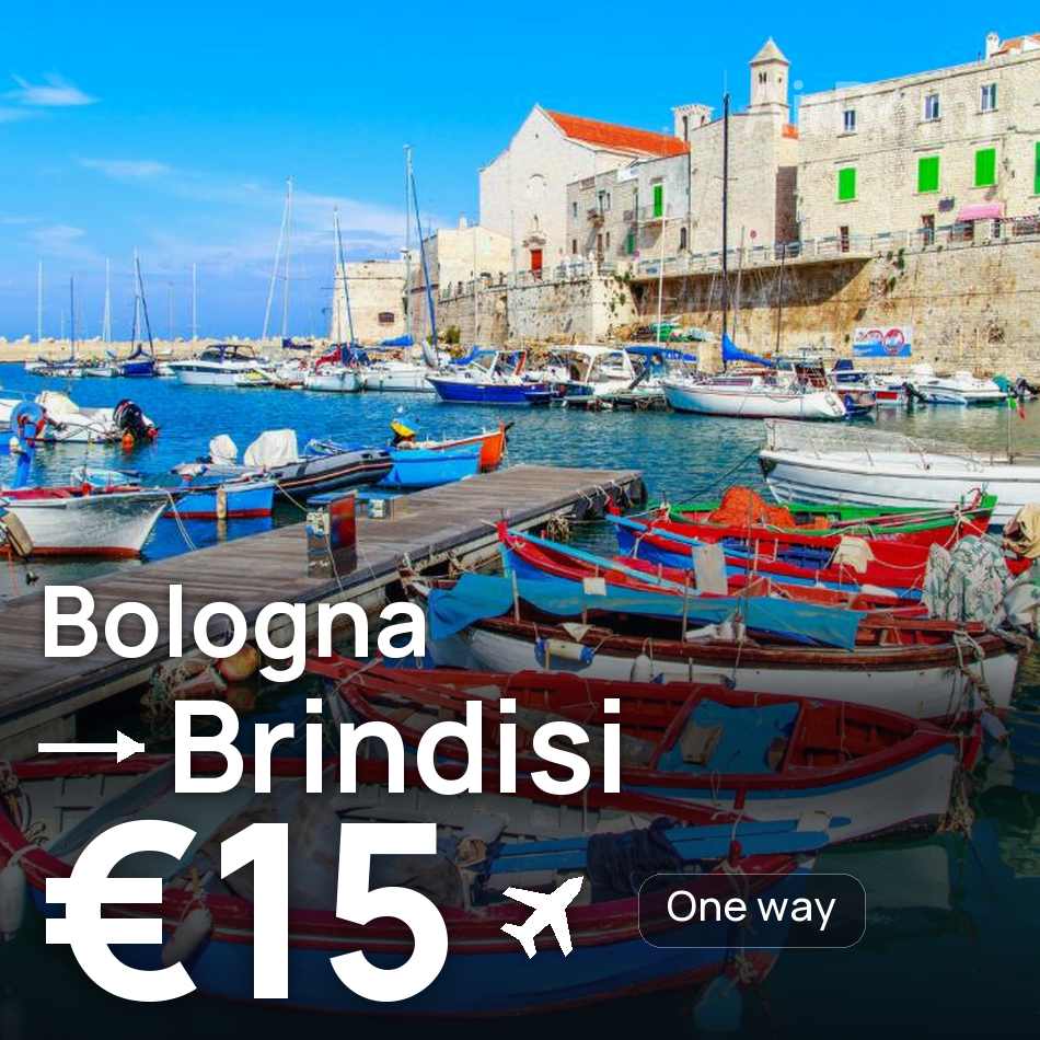 Flight ticket: Bologna to Brindisi, €15