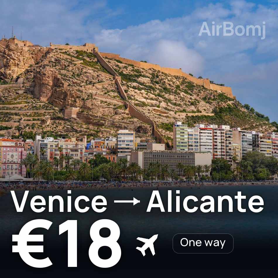 Flight ticket: Venice to Alicante, €18