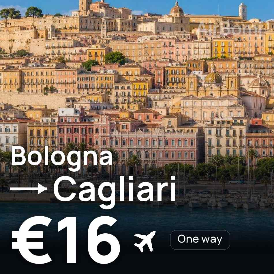 Flight ticket: Bologna to Cagliari, €16