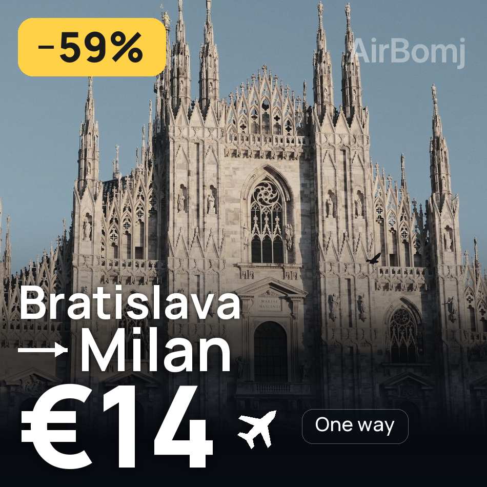 Billet d'avion : Bratislava — Milan, €14