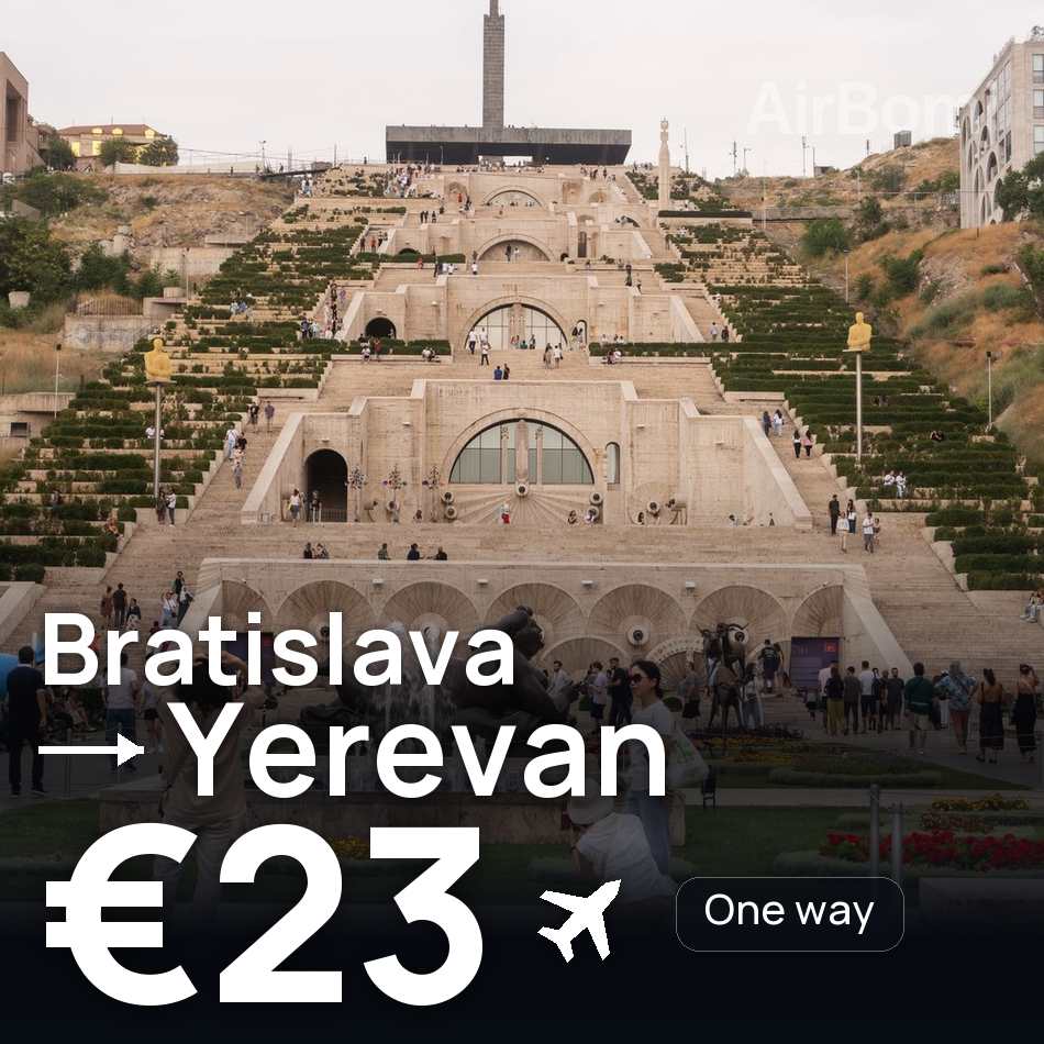 Flight ticket: Bratislava to Yerevan, €23