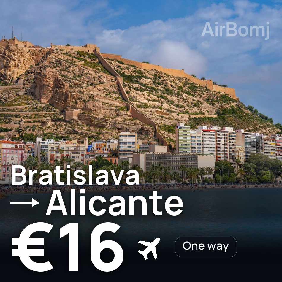 Billet d'avion : Bratislava — Alicante, €16