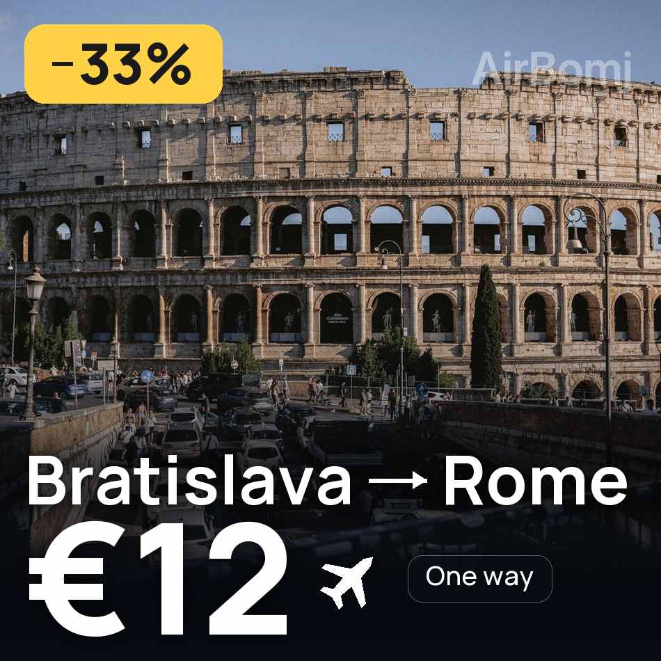 Billet d'avion : Bratislava — Rome, €12