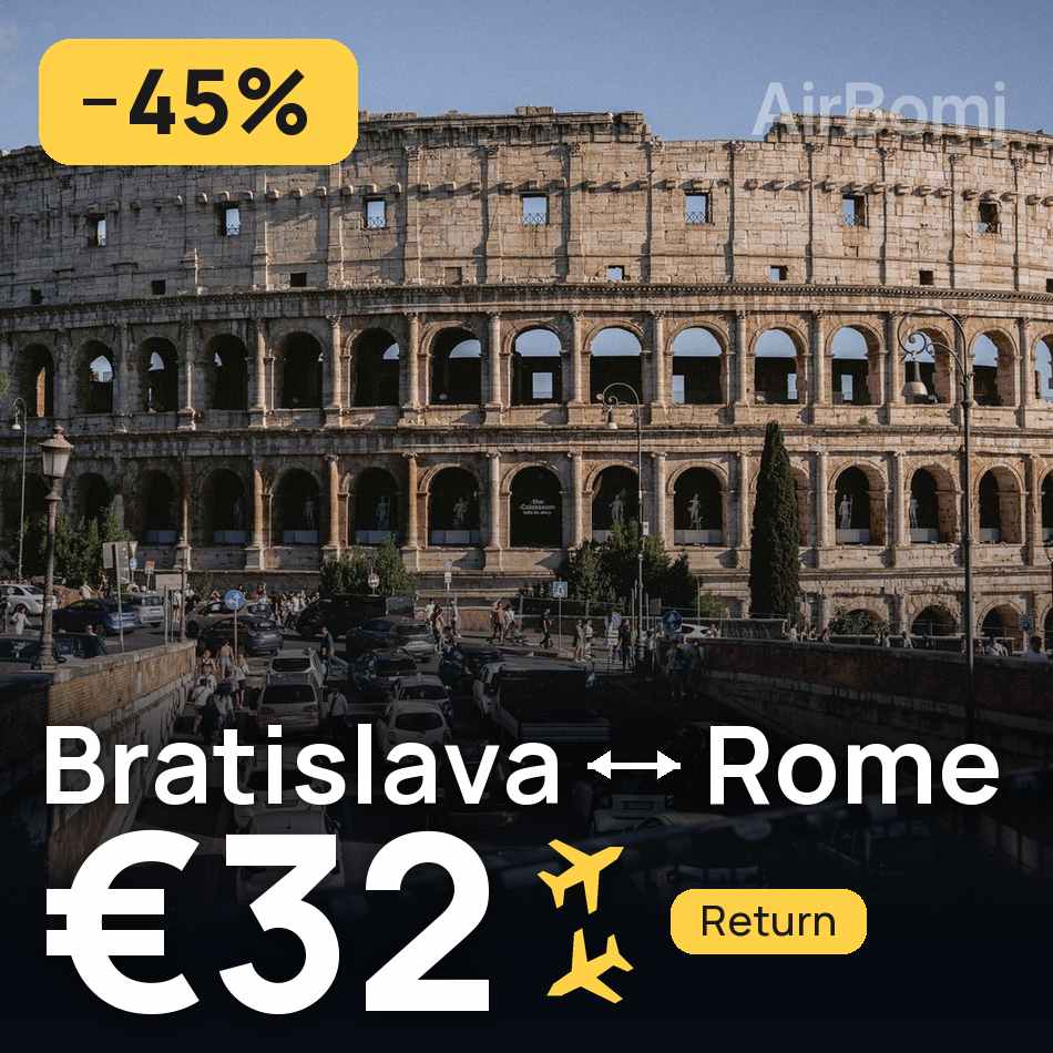 Billet d'avion : Bratislava — Rome, €32