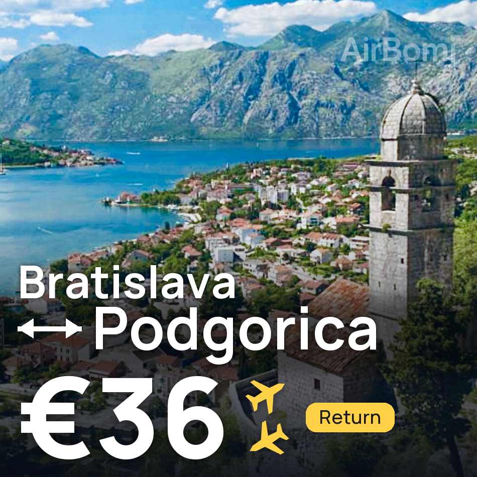 Billet d'avion : Bratislava — Podgorica, €36