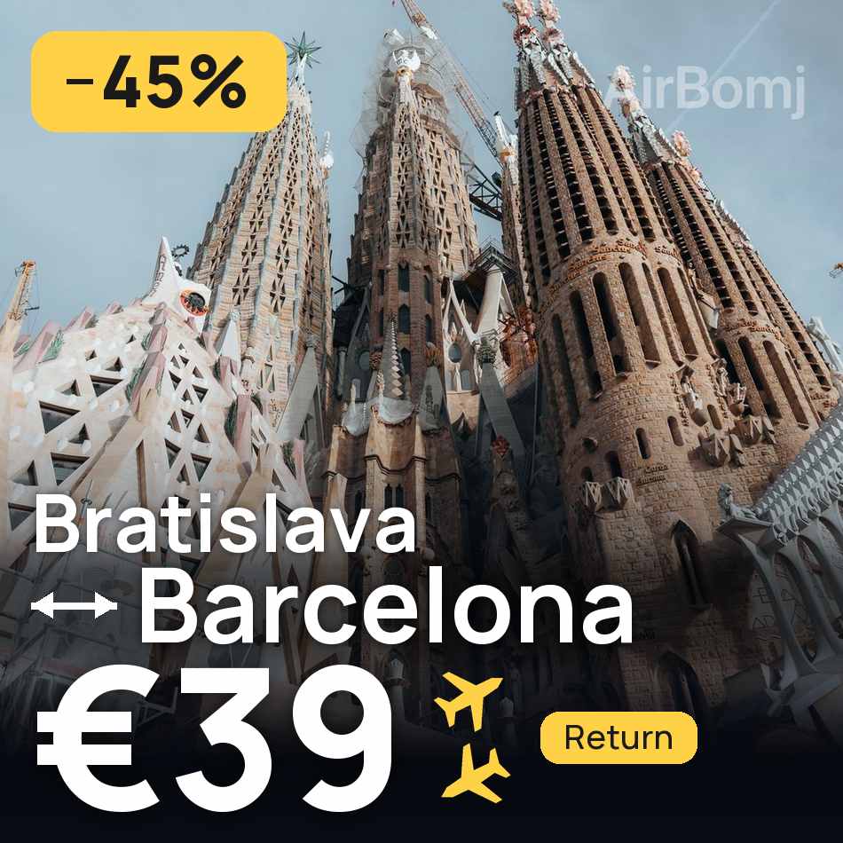 Billet d'avion : Bratislava — Barcelone, €39