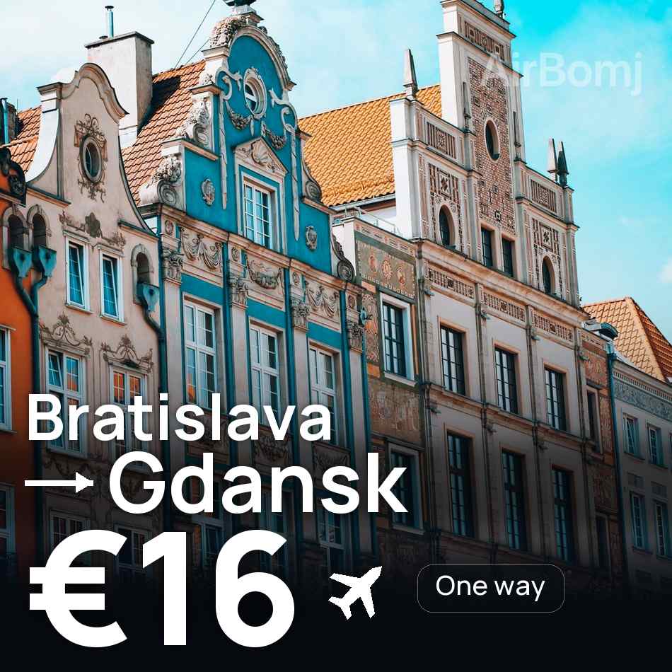 Billet d'avion : Bratislava — Gdańsk, €16