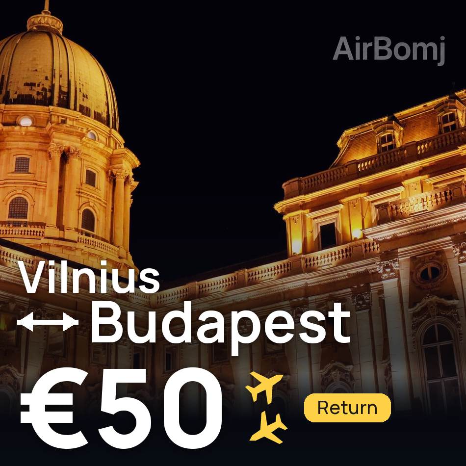 Tiket pesawat: Vilnius — Budapest, €50