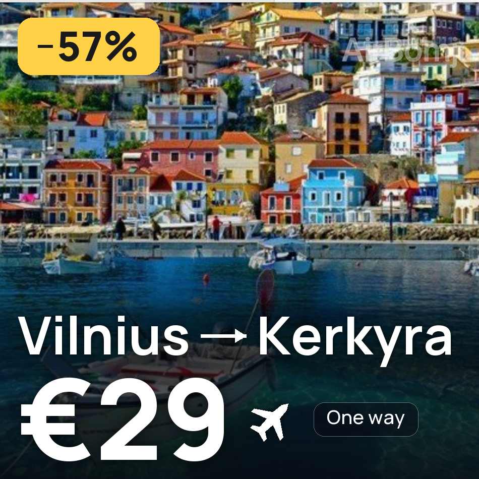 Flugticket: Vilnius — Korfu, €29