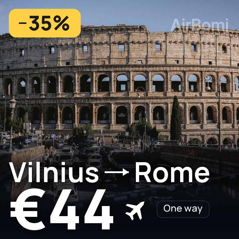 Tiket pesawat: Vilnius — Rome, €44