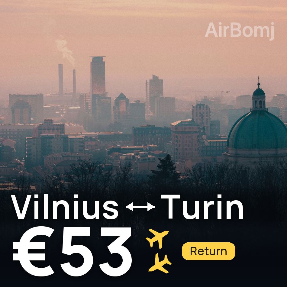 Flugticket: Vilnius — Turin, €53
