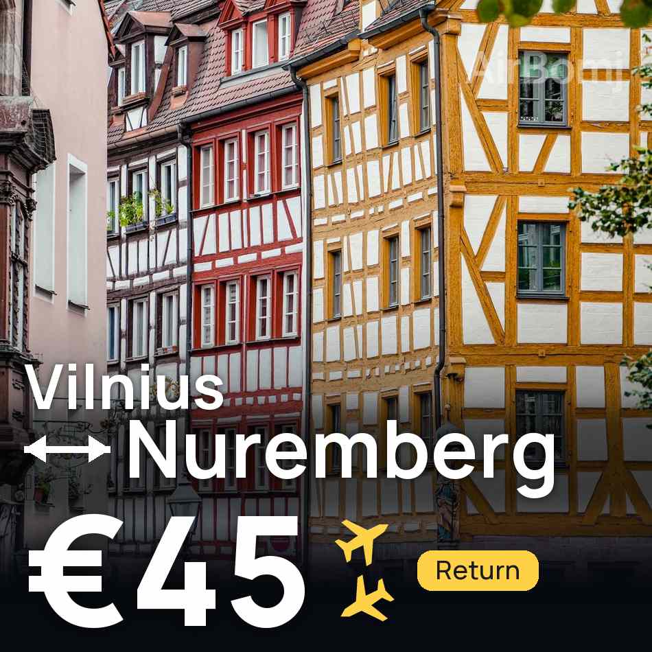 Tiket pesawat: Vilnius — Nuremberg, €45