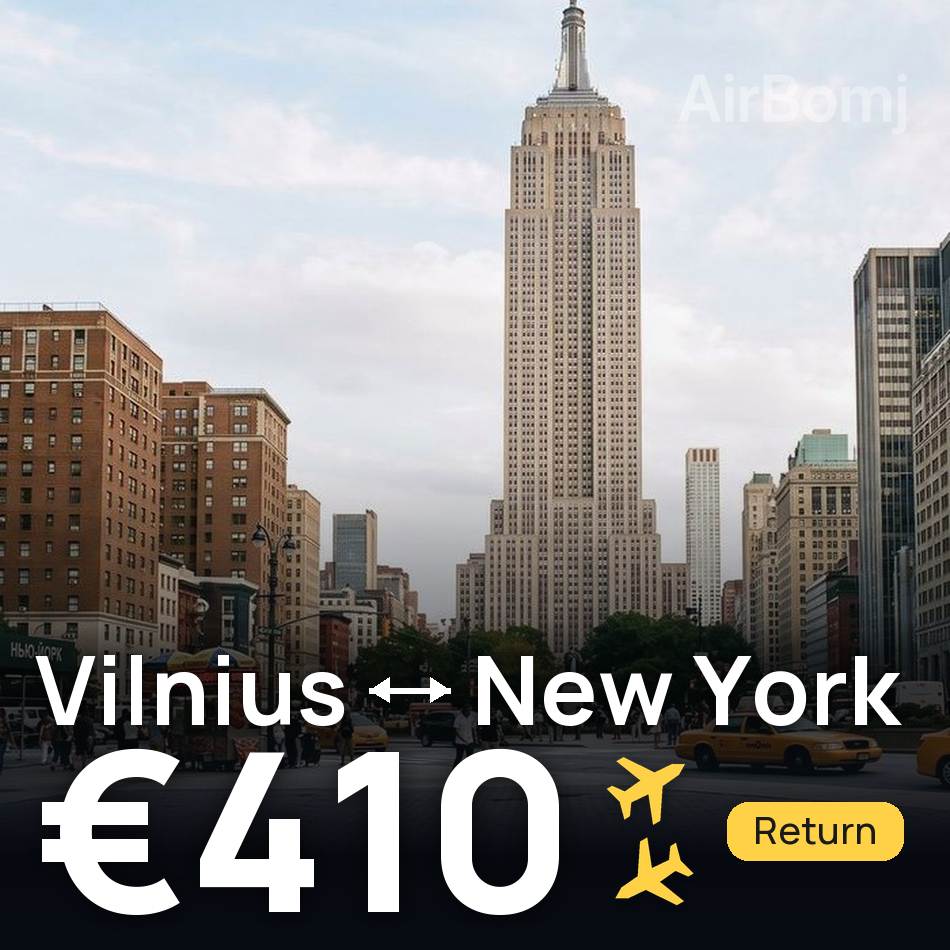 Tiket pesawat: Vilnius — Newark, €410