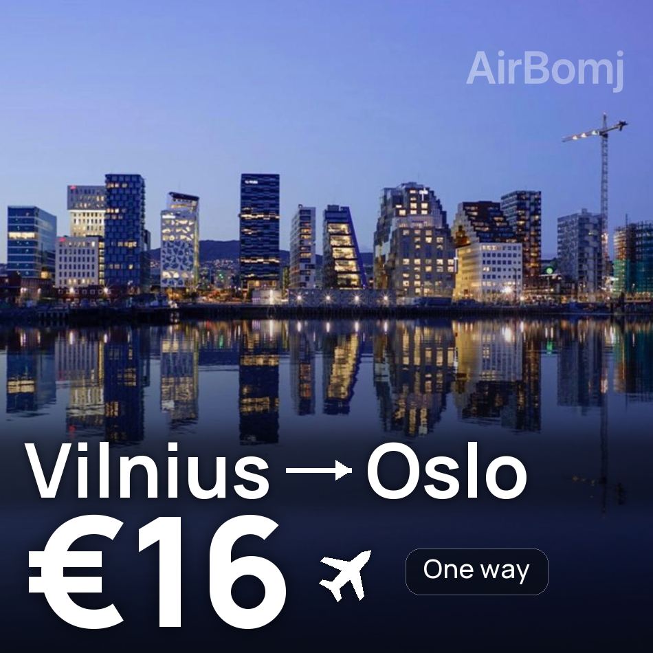Flugticket: Vilnius — Oslo, €16