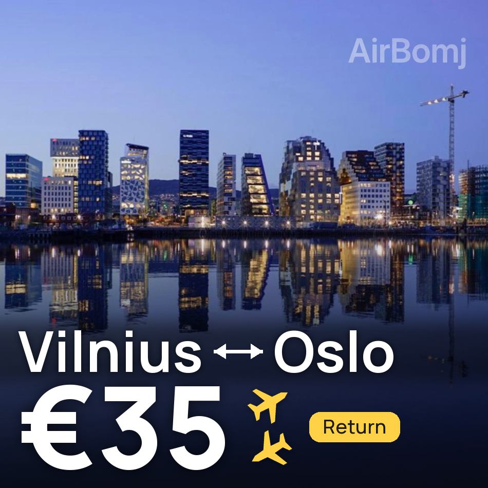 Tiket pesawat: Vilnius — Oslo, €35