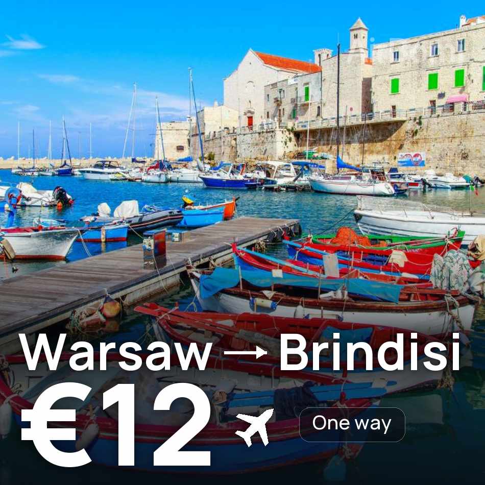 Flugticket: Warschau — Flughafen Brindisi – Salento, €12