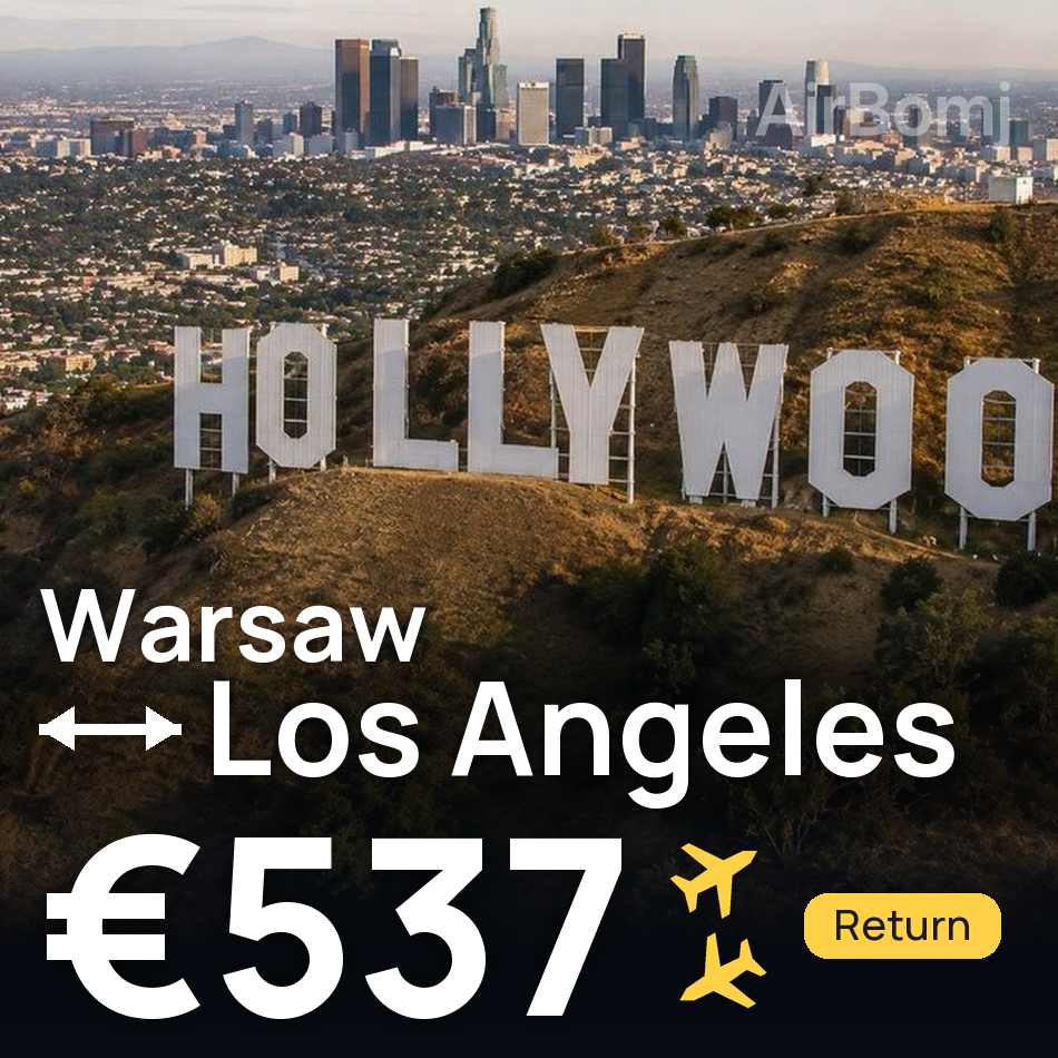 Bilet de avion: Warsaw — Los Angeles, €537