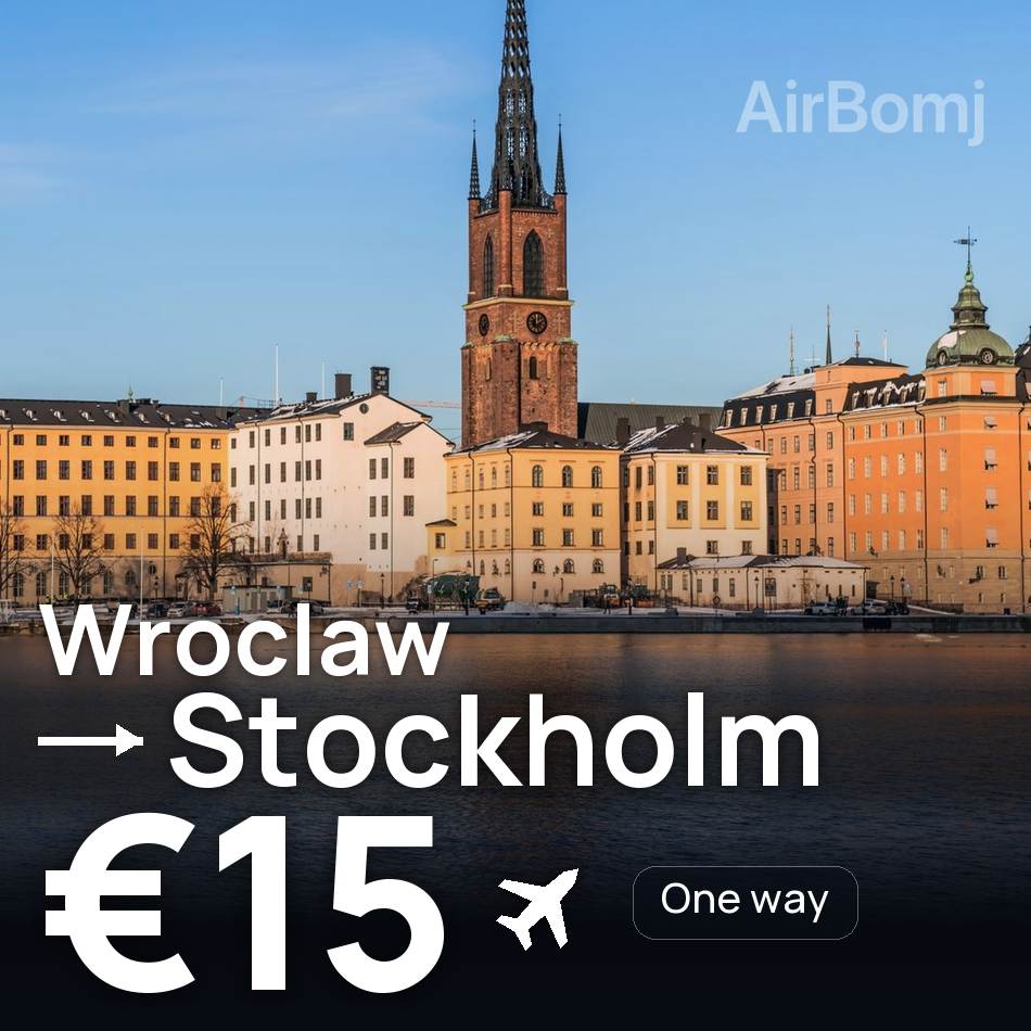 Tiket pesawat: Wroclaw — Stockholm, €15