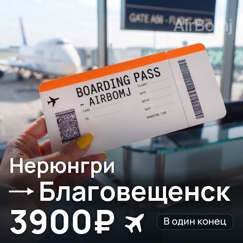 Авиабилет: Нерюнгри — Благовещенск, 3900₽