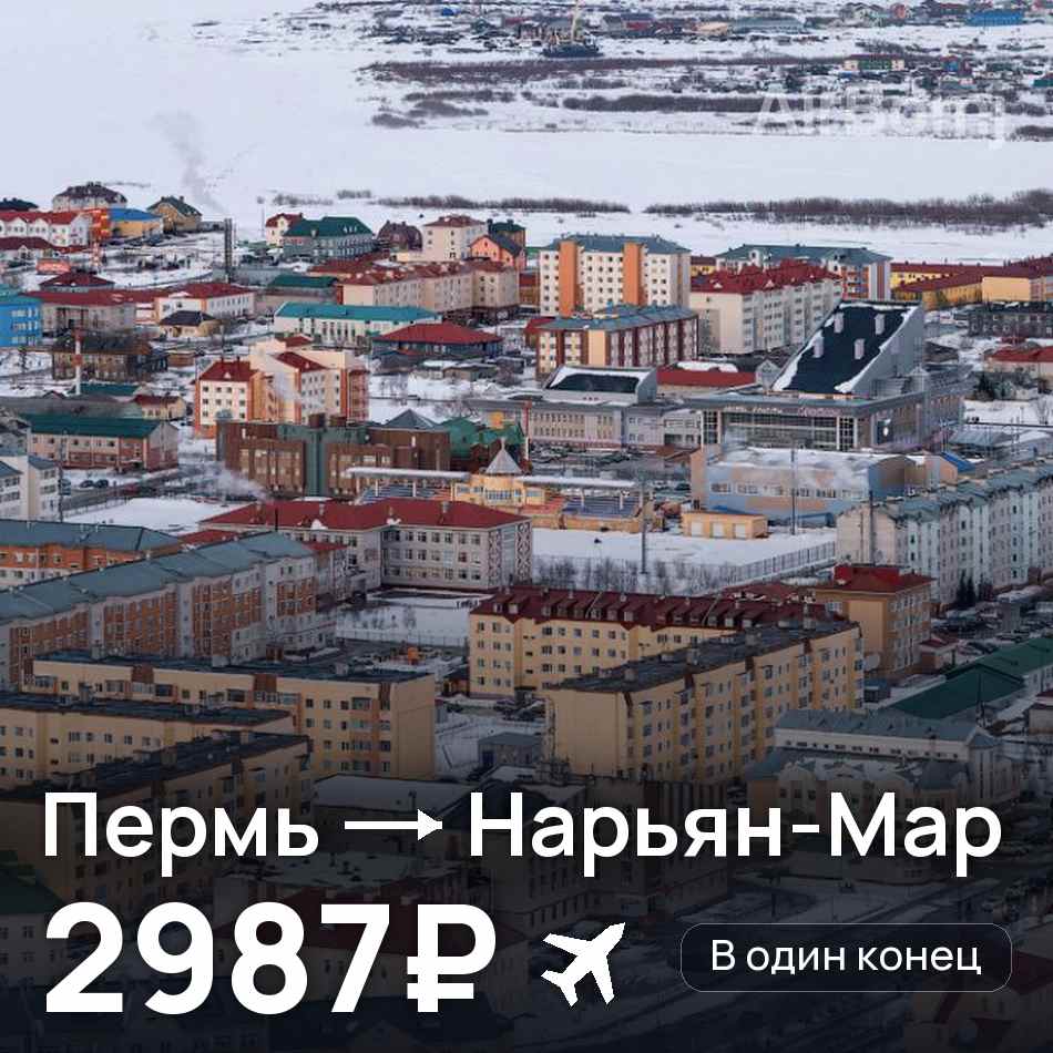 Авиабилет: Пермь — Нарьян-Мар, 2987₽