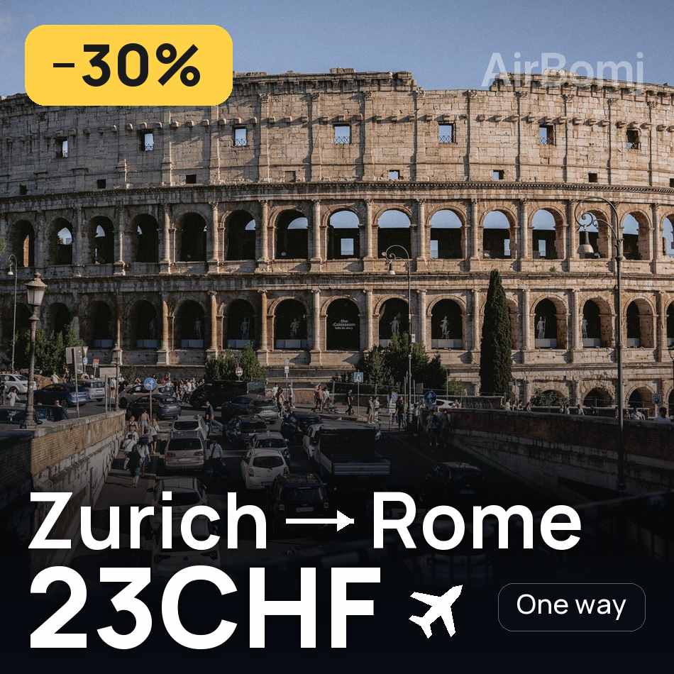 Flugticket: Zürich — Rom, 23CHF