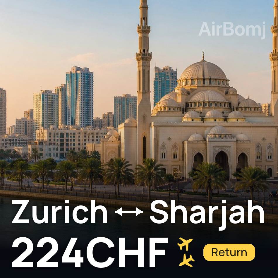 Flugticket: Zürich — Schardscha, 224CHF