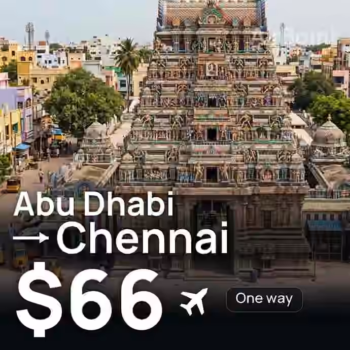 Abu Dhabi → Chennai for $66
